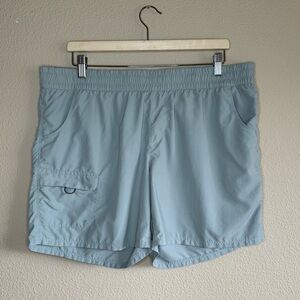 Columbia shorts women extra large 100% nylon athletic water elastic waist blue